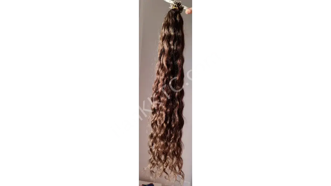 ✨ 80 CM GERÇEK İNSAN SAÇI MİKRO KAYNAK | 198 ADET | DOĞAL DALGALI / HAFİF KIVIRCIK | SADECE 14 GÜN KULLANILDI ✨